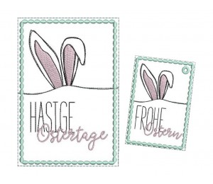 Stickdatei - Postkarte ITH "Hasige Ostertage & Frohe Ostern" Hasenohren